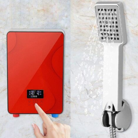 SENDERPICK Elektrischer Wassererhitzer ohne Tank, 6500W bei 220 Volt, elektrischer Durchlauferhitzer für den Wohnbereich auf Abruf für Badezimmer, Badewanne, Dusche, das ganze Haus, rot