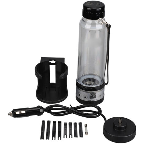 Elektrischer Wasserkocher fürs Auto (12V/24V), 280 ml, transparent, tragbar, großes Fassungsvermögen, multifunktional, schwarz