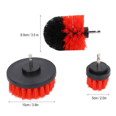 Elektrisches Entkalkungsbürsten-Set – 3-teiliger Power-Scheuerer für Badezimmeroberflächen – Nylon, 10/5/8,9 cm, Rot