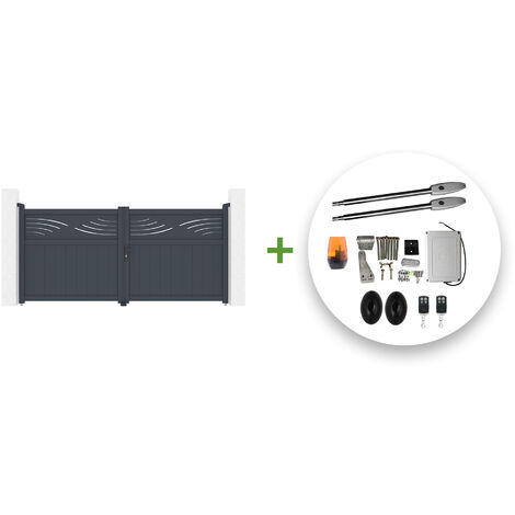 Elektrisches Flügeltor 3 m HALTI 300 x 140 cm grau + TANKER B250 Motorisierung