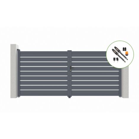 Elektrisches Flügeltor 4 m VOGEL 400 x 180 cm grau + TANKER B700 Motorisierung