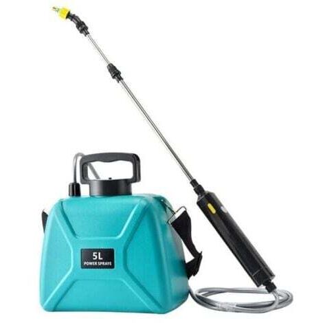 Elektrisches Gartensprühgerät mit 3 verstellbaren Düsen, USB Wiederaufladbar, Pflanzenschutzsprüher für Garten, Unkrautbekämpfung und Autowäsche (5L Sprühgerät Grün)