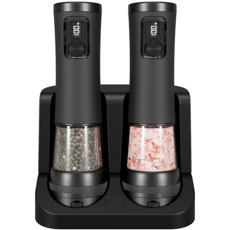 Elektrisches Salz- und Pfeffermühlen-Set – mit Keramikmotor, Ladestation – 5 Mahlgradeinstellungen – 100 ml