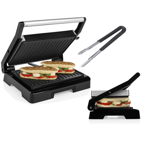 Elektro Kontaktgrill mit Grillzange, Low Fat Multigrill Schwimmdeckel 1000Watt