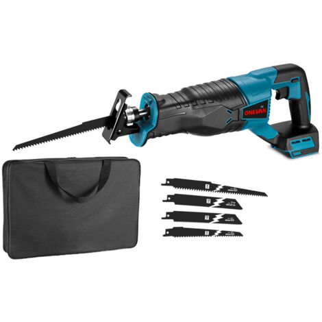 Elektro Säbelsäge 3000W mit 4 Sägeblättern und Stofftasche für Holz und Metall - Für Makita 18v Batterie（ohne Akku）