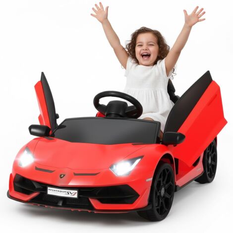 Elektroauto für Kinder Lamborghini – 12V, 2.4G Fernbedienung, Hydrauliktüren – Rot