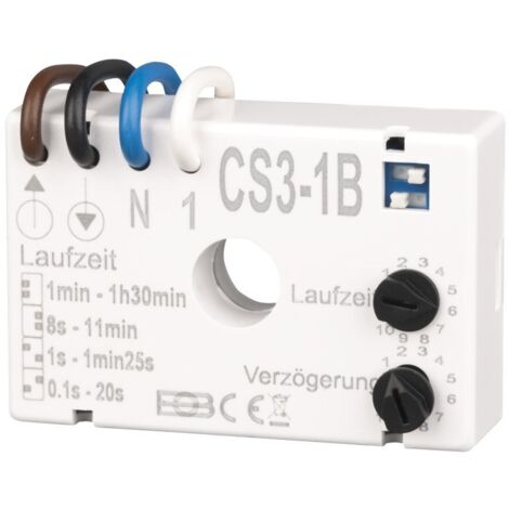 ELEKTROBOCK CS3-1B relè temporizzato  interruttore temporizzato 230 V  per ventilatori e illuminazione  montaggio in scatola di installazione sotto l'interruttore con collegamento a cavo