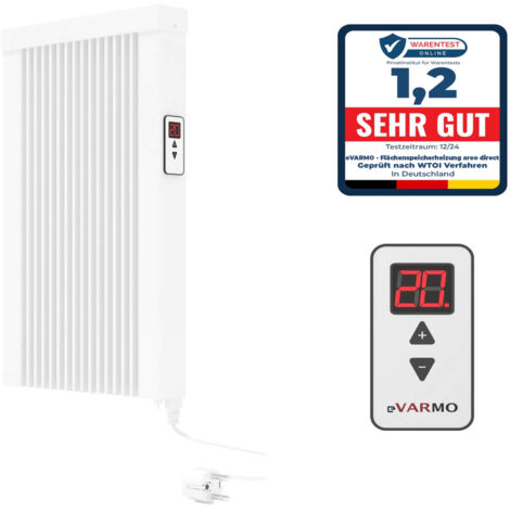 Elektroheizung areo direct Flächenspeicherheizung 650 Watt - simples Thermostat - Appsteuerung ohne Zusatzhardware möglich von eVARMO