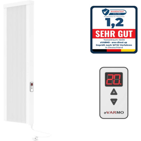 Elektroheizung areo direct up Flächenspeicherheizung 1000 Watt - simples Thermostat - Appsteuerung ohne Zusatzhardware möglich - hohe Flächenspeicherheizung von eVARMO
