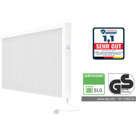 Elektroheizung areo smart GS Flächenspeicherheizung 2000 Watt - geprüfte Sicherheit - digitales Thermostat mit LCD-Display von eVARMO