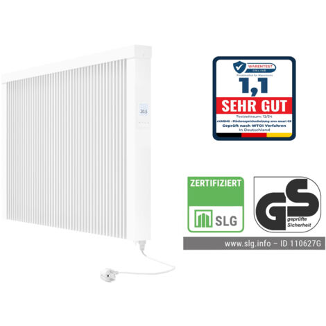 Elektroheizung areo smart GS Flächenspeicherheizung 800 Watt - geprüfte Sicherheit - digitales Thermostat mit LCD-Display von eVARMO