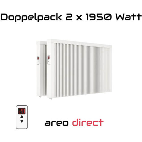 Elektroheizung Doppelpack 2x 1950 Watt Flächenspeicherheizung areo direct  - simples Thermostat - Appsteuerung ohne Zusatzhardware möglich von eVARMO