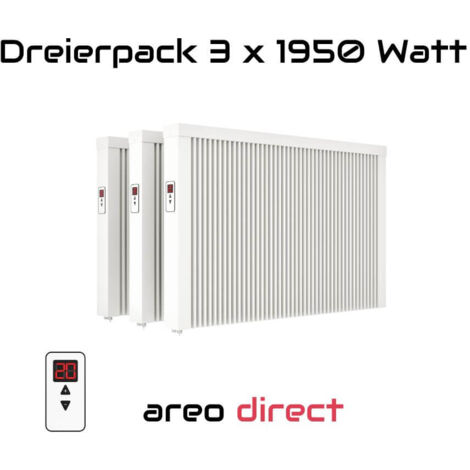 Elektroheizung Dreierpack 3x 1950 Watt Flächenspeicherheizung areo direct - simples Thermostat - Appsteuerung ohne Zusatzhardware möglich von eVARMO