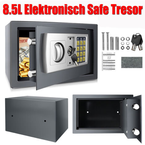 Elektronik Tresor mit zahlenschloss 31x20x20cm 8.5L Doppelstahlbolzen Wandtresor