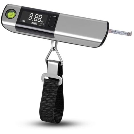 Elektronische Gepäckwaage, tragbare Digitalwaage bis 50 kg/110 lb (lb, g, oz, kg) mit Tara-Funktion und hintergrundbeleuchtetem LCD-Display, Reisekofferwaage