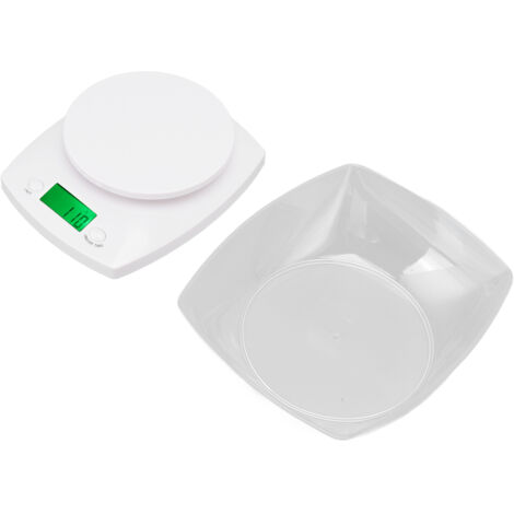 Elektronische Küchenwaage (5 kg) mit Behälter zum Wiegen von Lebensmitteln, Umrechnung von Gramm in Unzen und Pfund