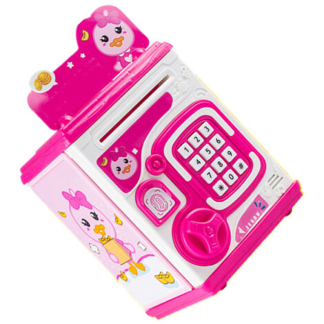 Elektronische Spardose für Kinder mit Sprach- und Fingerabdruckerkennung, kleine Größe, Rosa