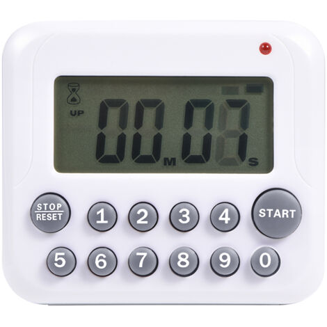 Elektronischer Küchentimer mit großem LCD-Display, 99-Minuten-Stoppuhr, batteriebetrieben, modernes graues Design