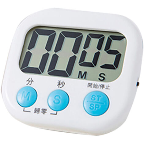 Elektronischer Multifunktionstimer mit großem LED-Display – Küchentimer für Studium/Arbeit (AAA-Batterie, 12 Stunden, Magnet)