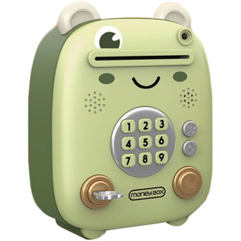Elektronischer Tresor für Kinder mit Gesichts- und Fingerabdruckerkennung, musikalisches und leuchtendes froschförmiges Sparschwein für Jungen und Mädchen.