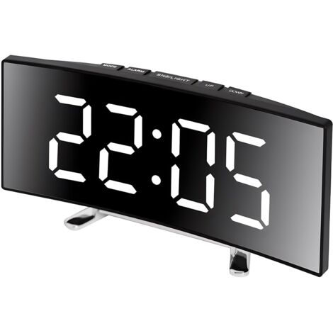 Elektronischer Wecker, gebogenes LED-Display mit Temperaturspiegel, geräuschlose Schlummerfunktion, bunt, batteriebetrieben für das Schlafzimmer zu Hause