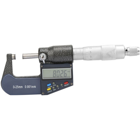 Elektronisches Dickenmessgerät 0–25 mm, digitales Mikrometer 0,001 mm mit Einstellschlüssel