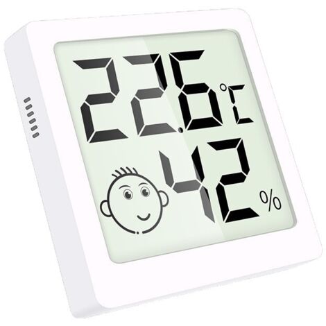 Elektronisches digitales Thermometer, Hygrometer und LCD-Bildschirm aus ABS-Kunststoff zur Anzeige von Innentemperatur und Luftfeuchtigkeit