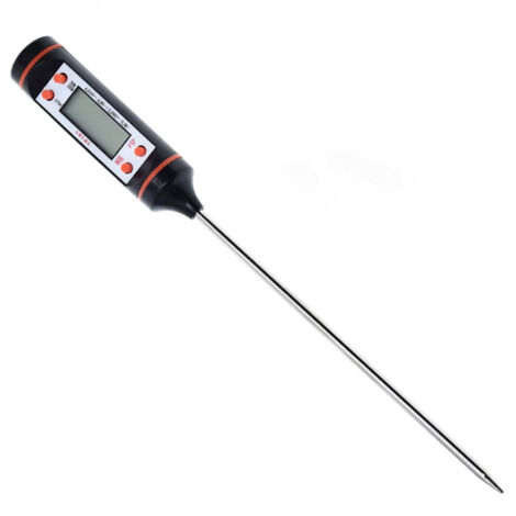 Elektronisches Küchenthermometer zum Grillen, für Öl, Milch und Barbecue, Edelstahlsonde, schwarz, 1 Stück