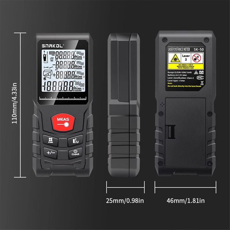 Image of Elektronisches Lineal Mehrere Messmodi 50M Handheld-Laser-Entfernungsmesser Bau-Testwerkzeug