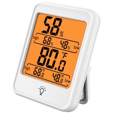Elektronisches Thermometer-Hygrometer, weißes ABS-Gehäuse, digital, hohe Präzision, großes, übersichtliches Display, 80 x 59 x 23 mm, kompakt, tragbar für Zuhause oder Büro