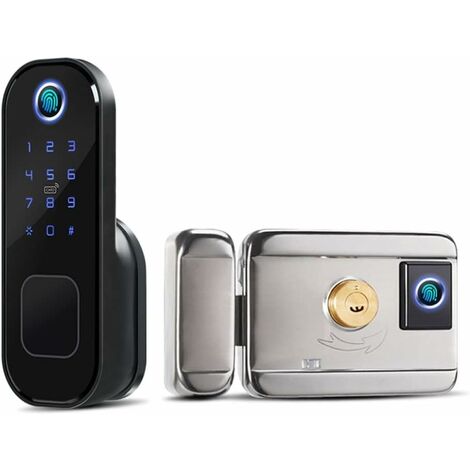 Elektronisches Türschloss DOPPELSEITIGES Außentürschloss Tuya Tuya App Passcode RFID-Karte Schlüsselloses Front-Fingerabdruckschloss