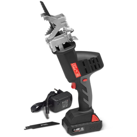 Elem Garden Technic – Scie à ébrancher sans fil 20V lithium 2Ah – Autonomie 40 min – Capacité de coupe bois 80 mm et métal 10 mm – Poignée Soft Grip