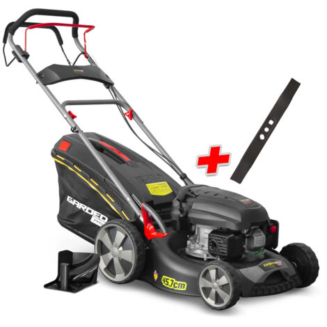 Elem Garden Technic – Tondeuse thermique autotractée 144.3cc – Largeur de coupe 45.7 cm – Bac de ramassage 65 L – Réglage hauteur de coupe 6 positions – Mulching