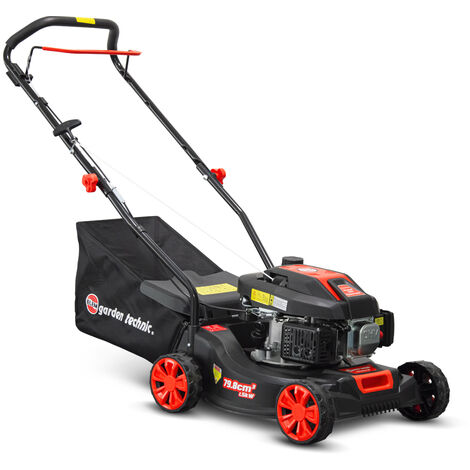 Elem Garden Technic – Tondeuse thermique poussée 79.8CC – Largeur de coupe 40.6 cm – Bac de ramassage 45 L – Réglage hauteur de coupe 25-65 mm – Pour terrains jusqu'à 500 m²