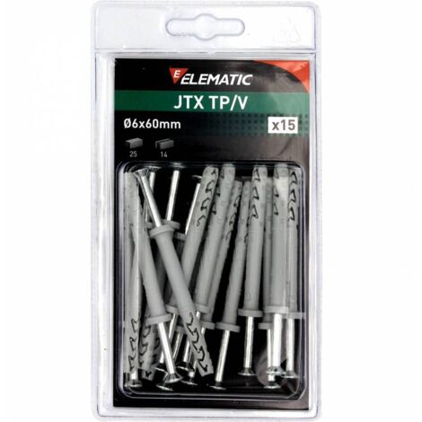 Elematic Blister Tassello Jtx Tp/V 6X60 Con Vite 15 Pz - 8 Cf