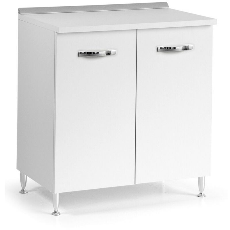 Elément bas de cuisine 2 portes en frêne blanc 80x50x85H cm