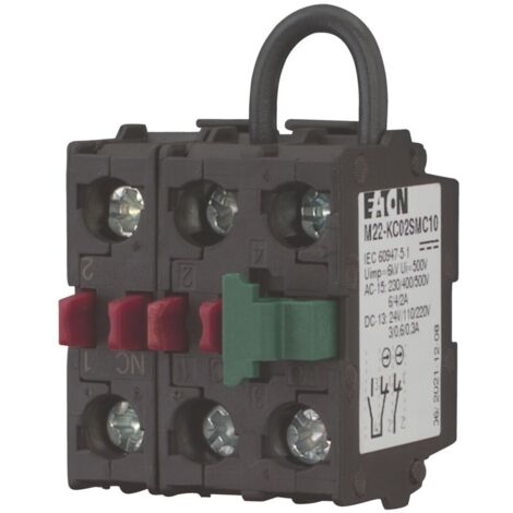 Élément de contact 2 O fixation par l'arrière borne à boulon EATON M22-KC02SMC10