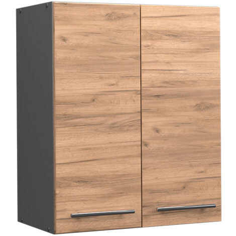 Vicco – Élément haut de cuisine 60 cm – Chêne de force doré – Charnières soft-closing – Coulisses métalliques à sortie totale