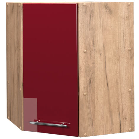Elément haut de cuisine Fame-Line, Rouge bordeaux Haute brillance, 57 cm, Vicco