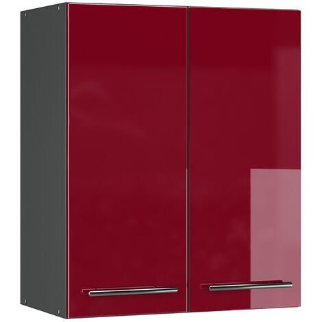 Elément haut de cuisine Fame-Line, Rouge bordeaux Haute brillance, 60 cm, Vicco