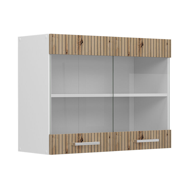 Meuble de cuisine haut vitré R-Line, Chêne Artisan, 80 cm, Vicco