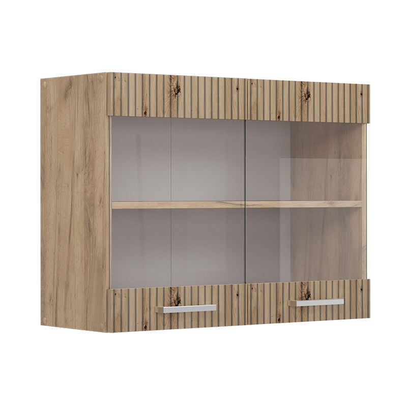 Meuble de cuisine haut vitré R-Line, Chêne Artisan, 80 cm Vicco