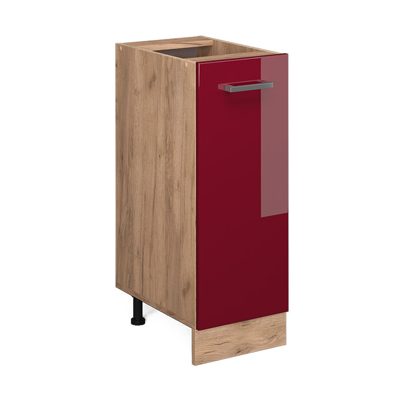 Armoire basse R-Line, Rouge bordeaux Haute brillance, 30 cm sans plan de travail Vicco