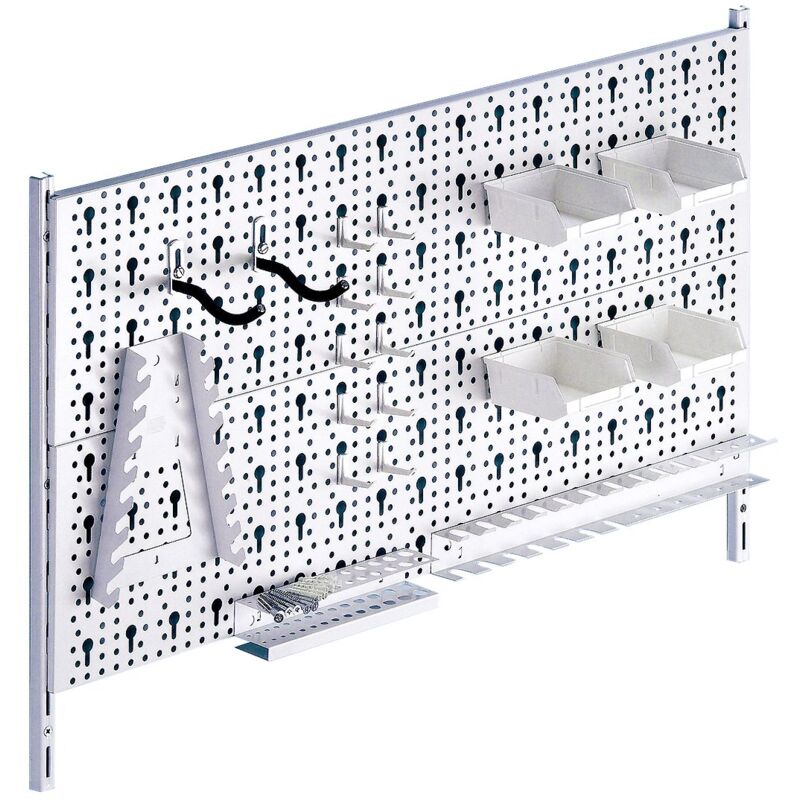 Image of Element System 11300-00004 - Pannello forato per attrezzi, in metallo, comprensivo di set con 19 pezzi e ganci, viti e tasselli, colore bianco