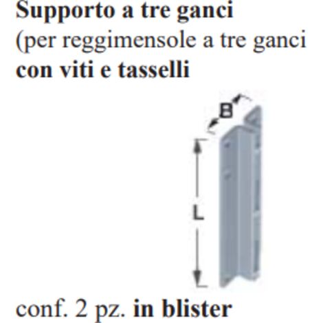 ELEMENT SYSTEM-2 SUPPORTI A TRE GANCI CON VITI E TASSELLI BIANCO