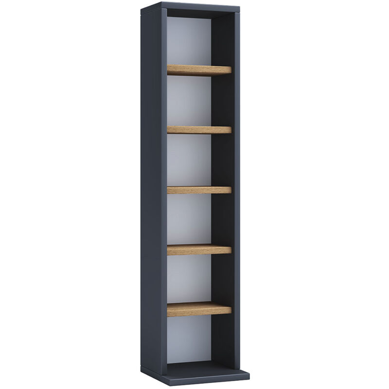 Elementa bibliothèque accroché au mur anthracite, chêne décor.