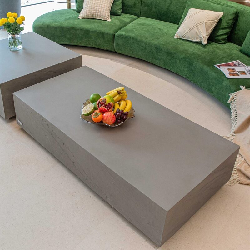 Table basse colorado table en béton pour extérieur/intérieur table de jardin rectangulaire aspect grès gris - Elementi