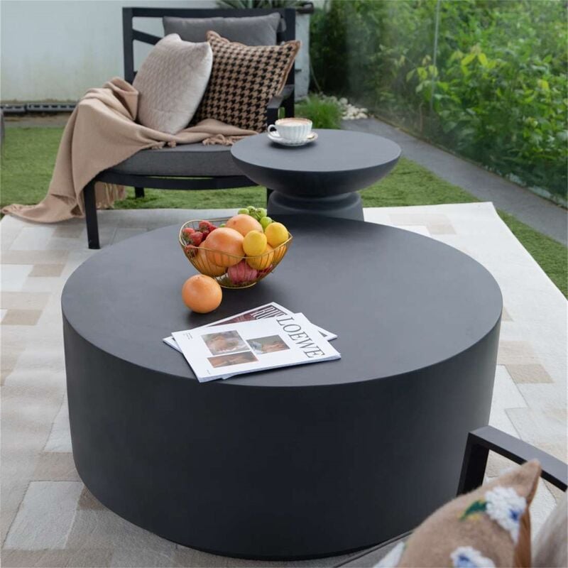 Table basse rome table en béton pour extérieur/intérieur table de jardin ardoise noire moyen résistant aux intempéries avec surface mate - Elementi
