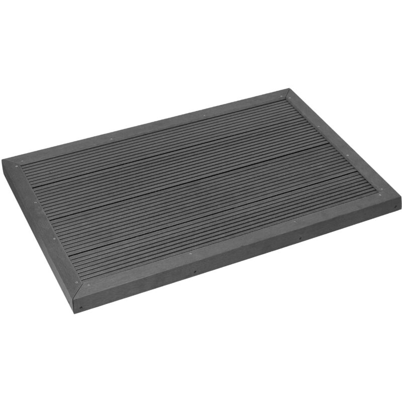 Elemento De Suelo De Wpc Para Ducha Solar, Gris Oscuro, 101 X 63 X 5,5 Cm, Base Antideslizante, Incluye Material De Montaje, Placa Exterior Pavimento