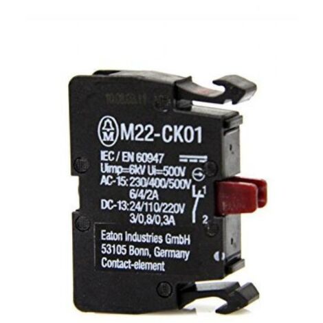 Elemento di contatto M22-CK01 1R montato sul pannello frontale